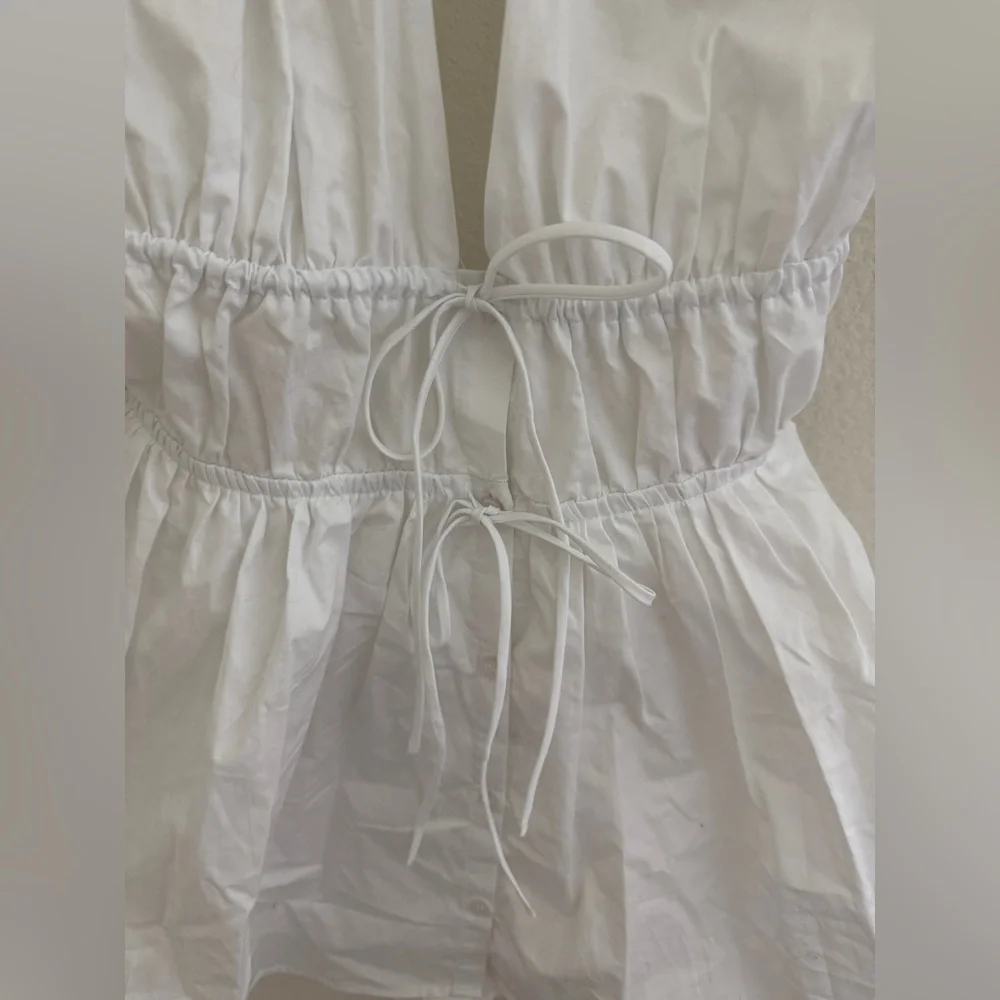 NWT ZARA WHITE halter mini jumpsuit dress open back sleeveless size M - Picture 5 of 10